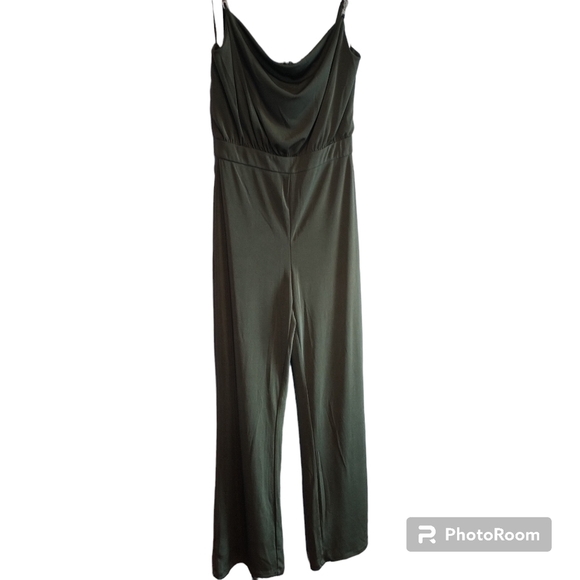 Jason Wu Pants - Jason Wu Emmett Cowl Neck Jumpsuit with Jewel Straps Olive M